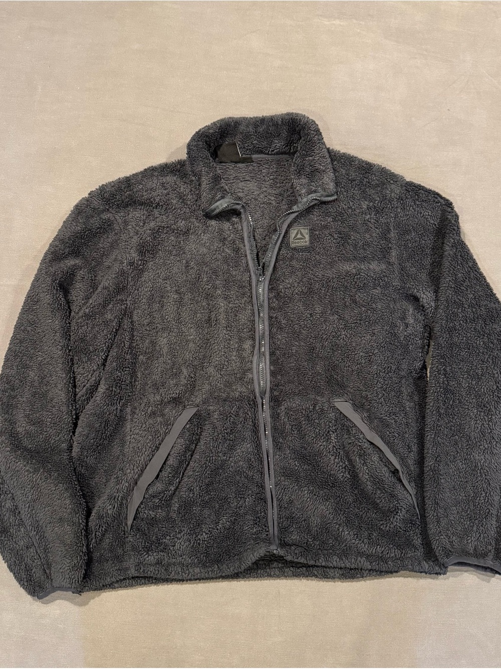 Reebok Men's Charcoal Gray Sherpa Zip-Up Jacket